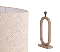 16.7277.0068: φωτιστικό επιτραπέζιο, βάση ξύλο natural matt, καπέλο οβάλ