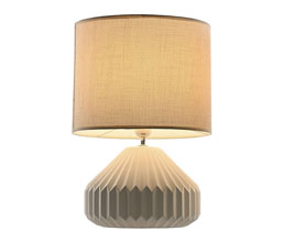 16.7308.0284: φωτιστικό επιτραπέζιο βάση κεραμικό με καπέλο λινό