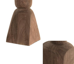 16.7308.0309: φωτιστικό επιτραπέζιο ξύλο Mango, καπέλο linen