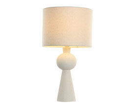 16.7308.0311: Φωτιστικό επιτραπέζιο stoneware, χρώμα off white με καπέλο