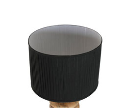 16.7308.0313: φωτιστικό δαπέδου ξύλο mango, καπέλο μαύρο