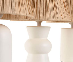 16.7308.0317: φωτιστικό επιτραπέζιο κεραμικό cream, καπέλο raffia