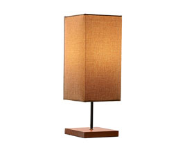 16.7308.0321: φωτιστικό επιτραπέζιο βάση ξύλο - καπέλο λινό