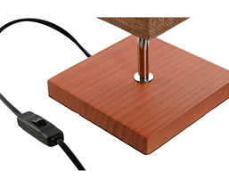 16.7308.0321: φωτιστικό επιτραπέζιο βάση ξύλο - καπέλο λινό