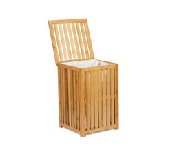 17.7363.0008: Καλάθι απλύτων, ξύλο bamboo, (εσωτερικά ύφασμα βαμβάκι)