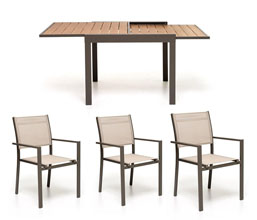 21.6696.0016-10 - ΣΕΤ Τραπεζαρία 5 τεμ. Τραπέζι επεκτεινόμενο αλουμίνιο-polywood (135-270 X 90 X 73Y), 4 πολυθρόνες στοιβαζόμενες αλουμίνιο-textilene (61 X 57 X87Y)
