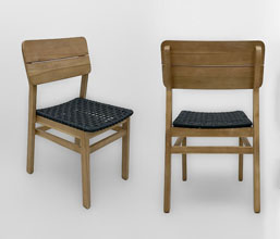 21.7310.0024: Set 5τεμ. Dining: Τραπέζι ξύλο ακακία (teak look) 161X90X75Y, 4 καρέκλες ξύλο ακακία (teak look), με κάθισμα flat rope, χρώμα ανθρακί 60Χ53Χ84Υ