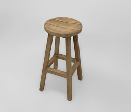 21.7313.0090: Bar stool ξύλο Recycled Teak, (κάθισμα Δ.35)
