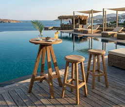 21.7313.0090: Bar stool ξύλο Recycled Teak, (κάθισμα Δ.35)