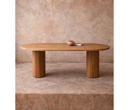 21.7313.0155: 250Χ100 τραπέζι in-out ξύλο recycled teak καπάκι οβάλ πάχος 5εκ βαση 2 κύλινδροι
