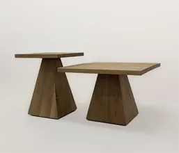 21.7313.0200: Side table in-out ξύλο recycled teak, βάση σχέδιο πυραμίδα