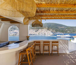 21.7339.0023: bar stool με πλάτη ξύλο teak, ύψος καθίσματος 75εκ.