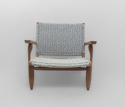 21.7339.0116: Πολυθρόνα Lazy, ξύλο Teak με twisted wicker, χρώμα γκρι. Υψος καθίσματος 37εκ.