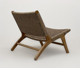 21.7339.0116: Πολυθρόνα Lazy, ξύλο Teak με twisted wicker, χρώμα γκρι. Υψος καθίσματος 37εκ.