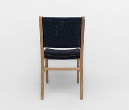 21.7339.0208: Καρέκλα ξύλο teak με twisted wicker χρώμα μαύρο, πλάτη πλέξη Αμφίπλευρη - Διπλής Όψης (ύψος καθίσματος 47εκ.).