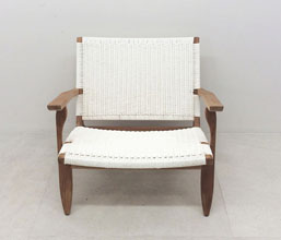 21.7339.0211: Πολυθρόνα ξύλο Teak με twisted wicker, χρώμα λευκό
