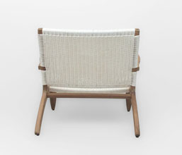 21.7339.0211: Πολυθρόνα ξύλο Teak με twisted wicker, χρώμα λευκό