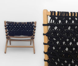 21.7339.0219: Πολυθρόνα χωρίς μπράτσα, ξύλο Teak με Rope τύπου μακραμέ μαύρο