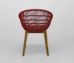 21.7339.0303: Πολυθρόνα ξύλο teak με αλουμίνιο και twisted wicker, χρώμα κόκκινο