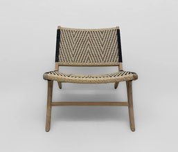 21.7339.0336: Πολυθρόνα lazy χωρίς μπράτσα, ξύλο teak με twisted wicker,  χρώμα φυσικό - μαύρο. (ύψος καθίσματος 39εκ.) Μόνο 1 τεμάχιο