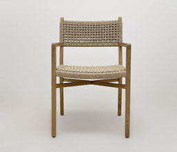 21.7339.0453: Πολυθρόνα Dining, ξύλο Teak με wicker, χρώμα natural (ύψος καθίσματος 46εκ.)