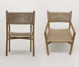 21.7339.0453: Πολυθρόνα Dining, ξύλο Teak με wicker, χρώμα natural (ύψος καθίσματος 46εκ.)