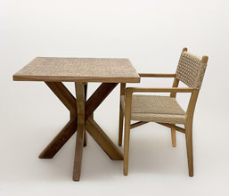 21.7339.0453: Πολυθρόνα Dining, ξύλο Teak με wicker, χρώμα natural (ύψος καθίσματος 46εκ.)