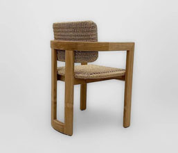21.7339.0531: Πολυθρόνα στρογγυλή πλάτη ξύλο teak, με twisted wicker, χρώμα φυσικό (ύψος καθίσματος 46εκ.)