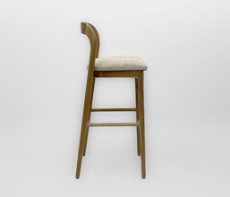 21.7339.0538: Bar stool με πλάτη ξύλο teak, κάθισμα ύφασμα sunproof, υδρόφοβο (ύψος καθίσματος 83εκ.)