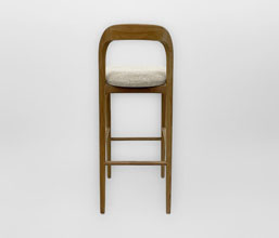 21.7339.0538: Bar stool με πλάτη ξύλο teak, κάθισμα ύφασμα sunproof, υδρόφοβο (ύψος καθίσματος 83εκ.)