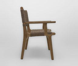 21.7339.0541: Πολυθρόνα Syros ξύλο Teak με twisted wicker χρώμα καφέ, σχέδιο καρρέ (ύψος καθίσματος 47εκ.)