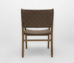 21.7339.0541: Πολυθρόνα Syros ξύλο Teak με twisted wicker χρώμα καφέ, σχέδιο καρρέ (ύψος καθίσματος 47εκ.)