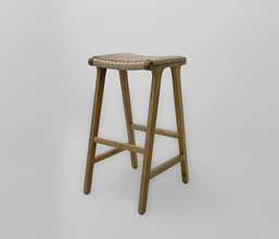 21.7339.0558: Bar stool ξύλο teak, κάθισμα Twisted Wicker χρώμα natural
