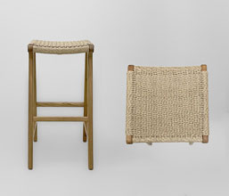 21.7339.0558: Bar stool ξύλο teak, κάθισμα Twisted Wicker χρώμα natural