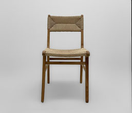 21.7339.0612: Καρέκλα ξύλο Teak με twisted wicker χρώμα φυσικό. Πλάτη πλέξη αμφίπλευρη - Διπλής όψης (ύψος καθίσματος 46εκ.)