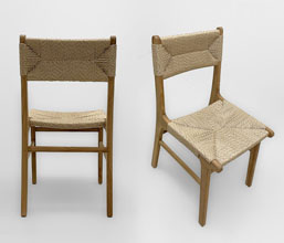 21.7339.0612: Καρέκλα ξύλο Teak με twisted wicker χρώμα φυσικό. Πλάτη πλέξη αμφίπλευρη - Διπλής όψης (ύψος καθίσματος 46εκ.)