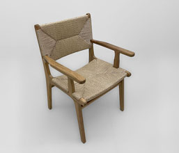 21.7339.0613: Πολυθρόνα ξύλο teak με twisted wicker χρώμα φυσικό. Πλάτη πλέξη αμφίπλευρη - διπλής όψης (ύψος καθίσματος 47εκ.)