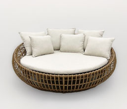 21.7339.0621 - Daybed σκελετός αλουμίνιο με HPDE wicker, μαξιλάρια (φερμουάρ) με ρέλι , πάχος 5εκ., ύφασμα olefin υδρόφοβο, sunproof
