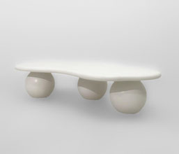 21.7378.0105: Coffee table indoor -outdoor, Fiber Cement, χρώμα off white, smooth finishing 