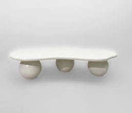 21.7378.0105: Coffee table indoor -outdoor, Fiber Cement, χρώμα off white, smooth finishing 