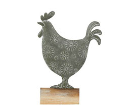 24.7278.0001 - Διακοσμητικός κόκορας, μέταλλο σε βάση ξύλο

