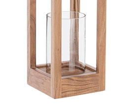 31.7009.0065: Φανάρι ξύλο mango, γυάλινο βάζο για το κερί