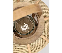 31.7009.0091: φανάρι jute - bamboo  με γυάλινο βάζο για το κερί