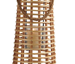 31.7278.0015: Φανάρι bamboo - μέταλλο, με γυάλινο βάζο για το κερί 