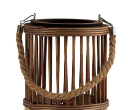 31.7278.0016: Φανάρι rattan - bamboo, με γυάλινο βάζο για το κερί 