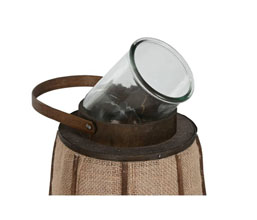 31.7308.0091: φανάρι bamboo jute με γυάλινο βάζο για το κερί