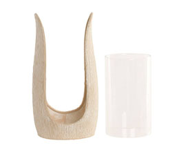 31.7308.0092: Κηροπήγιο beige μέταλλο με γυάλινο βάζο για το κερί