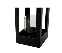 31.7308.0095: Φανάρι αλουμίνιο μαύρο, γυάλινο βάζο για κερί