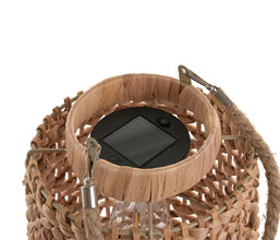 31.7308.0100: Φανάρι ηλιακό, ψάθα - μέταλλο, natural (λειτουργεί με solar panel)