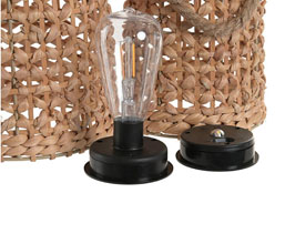 31.7308.0100: Φανάρι ηλιακό, ψάθα - μέταλλο, natural (λειτουργεί με solar panel)